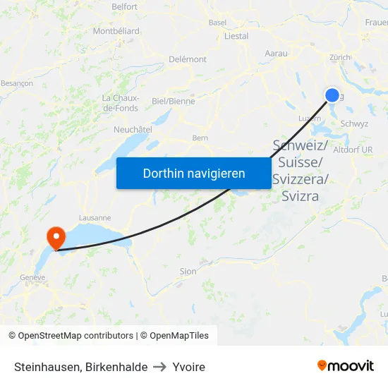 Steinhausen, Birkenhalde to Yvoire map