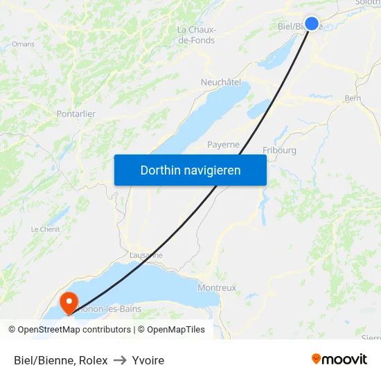 Biel/Bienne, Rolex to Yvoire map