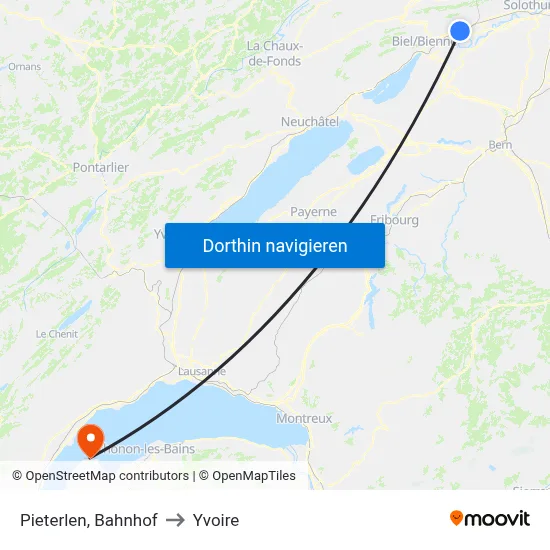 Pieterlen, Bahnhof to Yvoire map