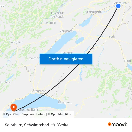 Solothurn, Schwimmbad to Yvoire map