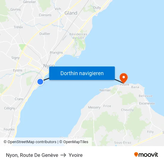 Nyon, Route De Genève to Yvoire map