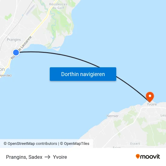 Prangins, Sadex to Yvoire map