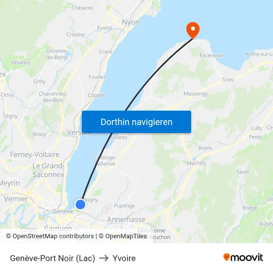 Genève-Port Noir (Lac) to Yvoire map