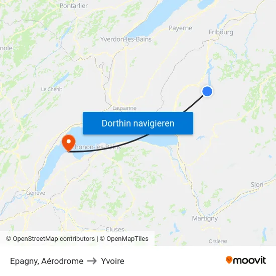 Epagny, Aérodrome to Yvoire map