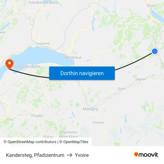 Kandersteg, Pfadizentrum to Yvoire map