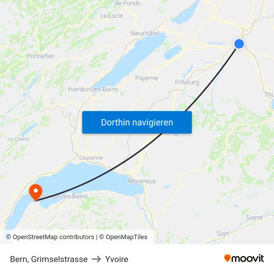 Bern, Grimselstrasse to Yvoire map