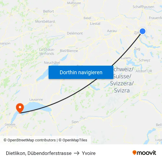 Dietlikon, Dübendorferstrasse to Yvoire map