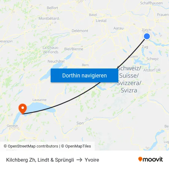 Kilchberg Zh, Lindt & Sprüngli to Yvoire map