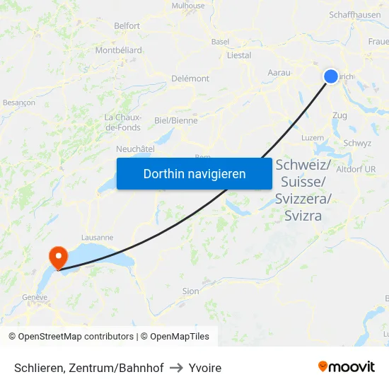 Schlieren, Zentrum/Bahnhof to Yvoire map