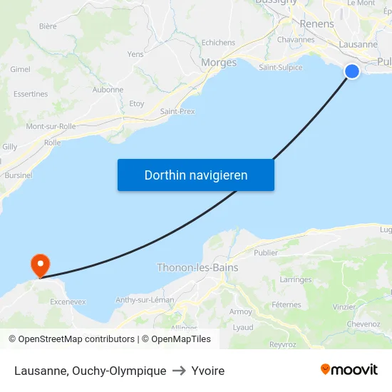 Lausanne, Ouchy-Olympique to Yvoire map