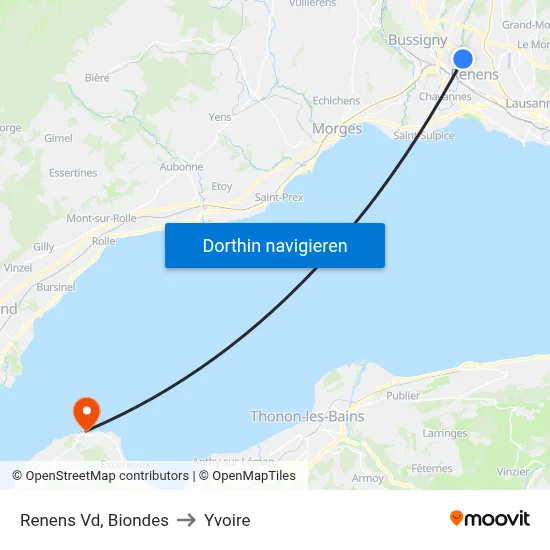 Renens Vd, Biondes to Yvoire map