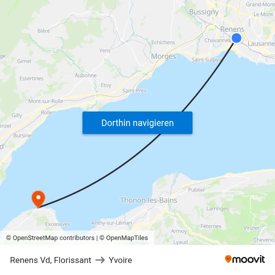 Renens Vd, Florissant to Yvoire map