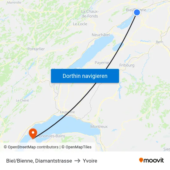 Biel/Bienne, Diamantstrasse to Yvoire map