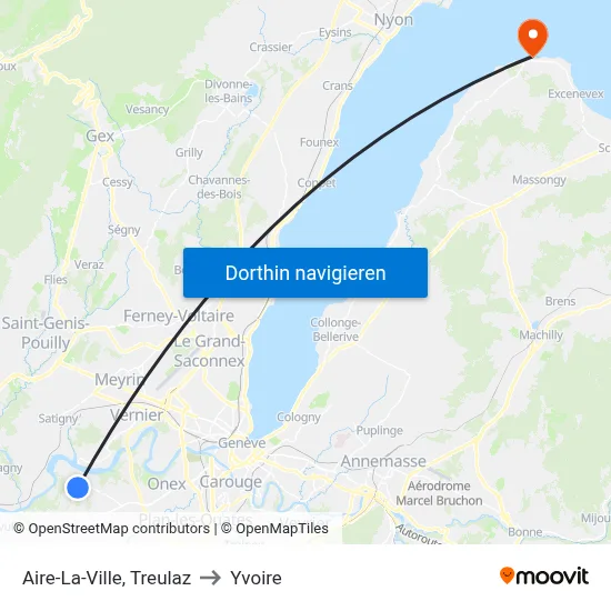 Aire-La-Ville, Treulaz to Yvoire map