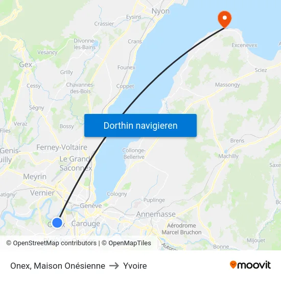 Onex, Maison Onésienne to Yvoire map