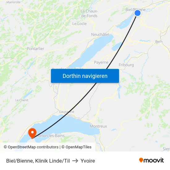 Biel/Bienne, Klinik Linde/Til to Yvoire map
