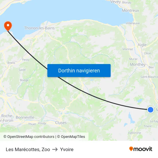 Les Marécottes, Zoo to Yvoire map