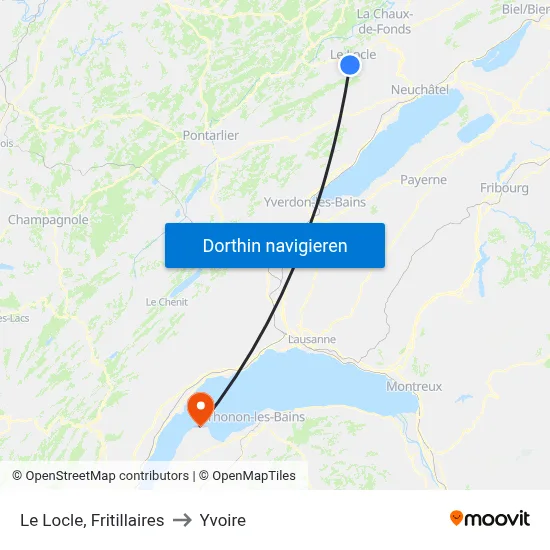 Le Locle, Fritillaires to Yvoire map