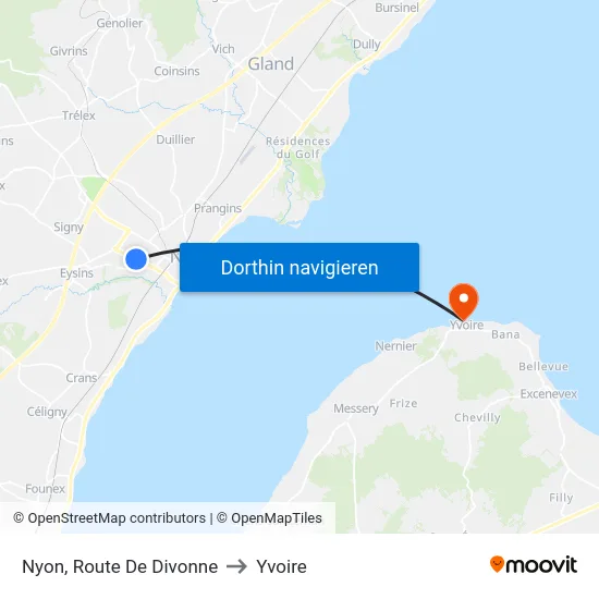 Nyon, Route De Divonne to Yvoire map
