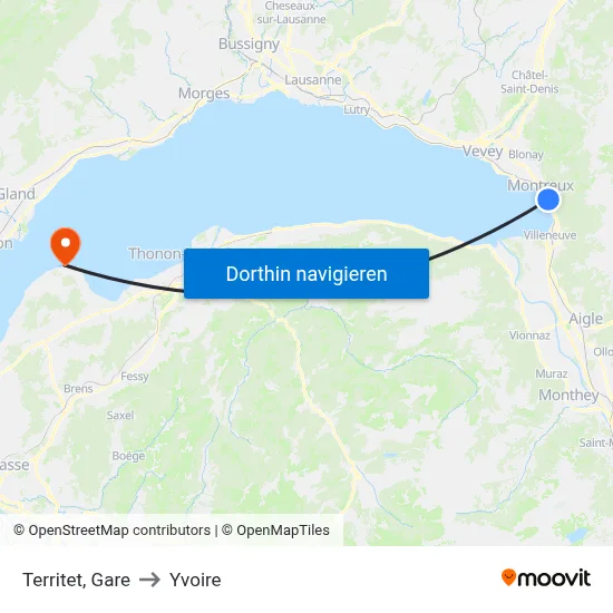Territet, Gare to Yvoire map