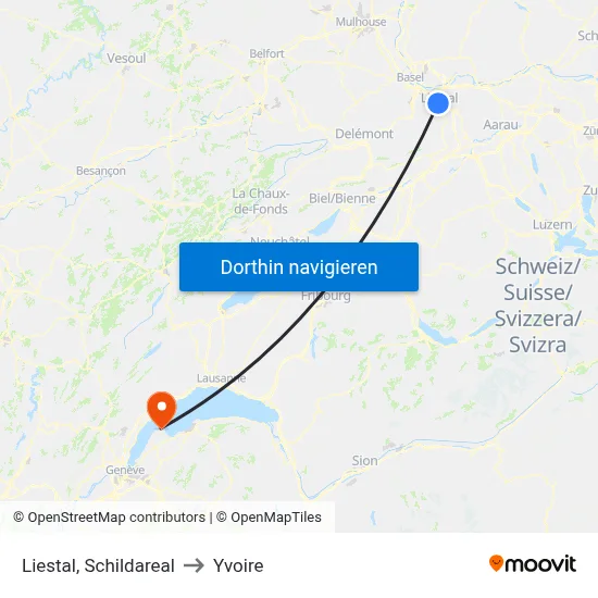 Liestal, Schildareal to Yvoire map