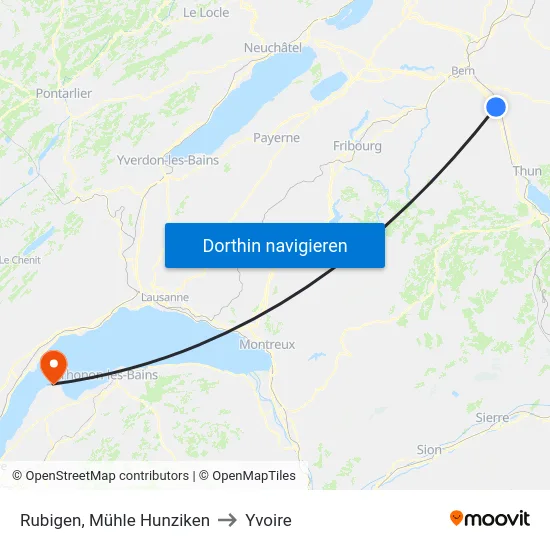 Rubigen, Mühle Hunziken to Yvoire map