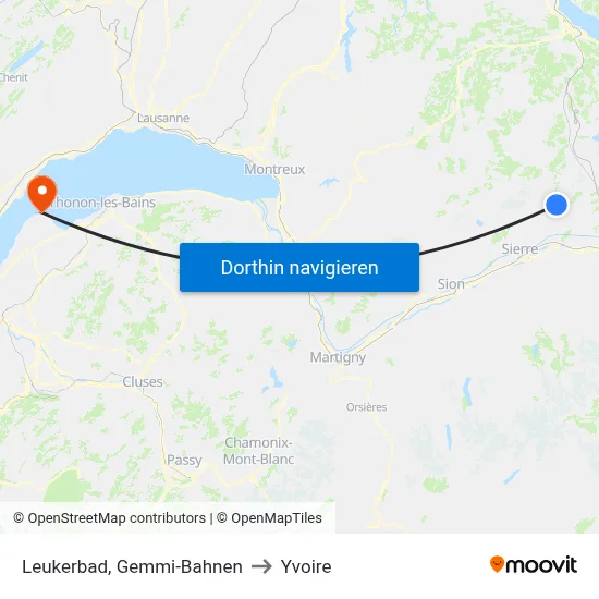 Leukerbad, Gemmi-Bahnen to Yvoire map