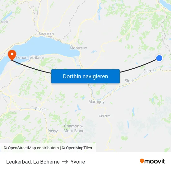 Leukerbad, La Bohème to Yvoire map