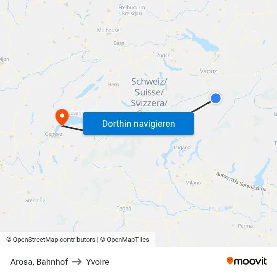 Arosa, Bahnhof to Yvoire map