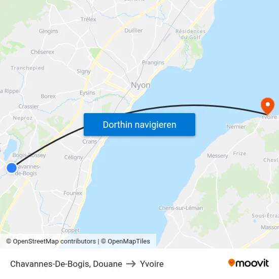 Chavannes-De-Bogis, Douane to Yvoire map