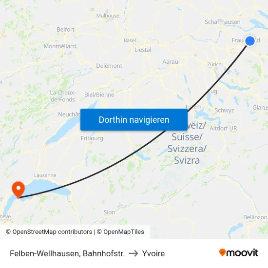 Felben-Wellhausen, Bahnhofstr. to Yvoire map