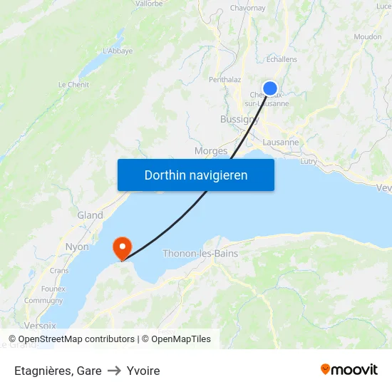 Etagnières, Village to Yvoire map