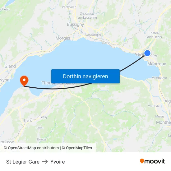 St-Légier-Gare to Yvoire map