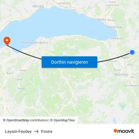 Leysin-Feydey to Yvoire map