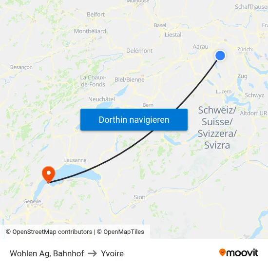 Wohlen Ag, Bahnhof to Yvoire map