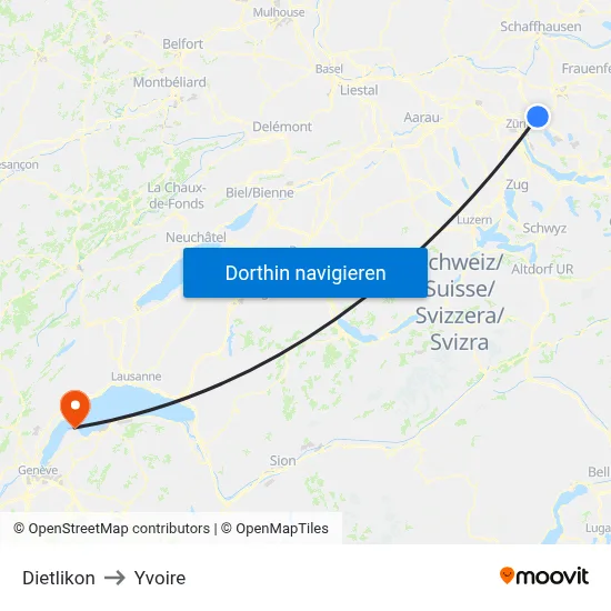 Dietlikon to Yvoire map