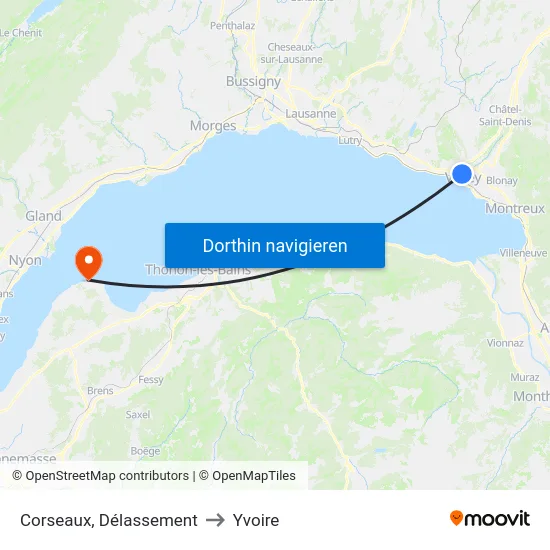 Corseaux, Délassement to Yvoire map