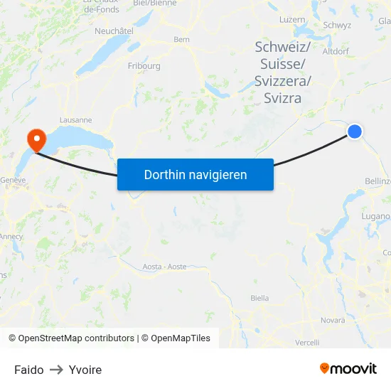 Faido to Yvoire map