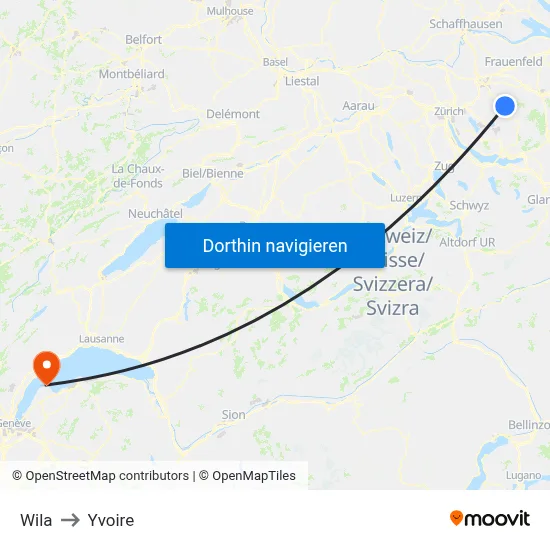 Wila to Yvoire map