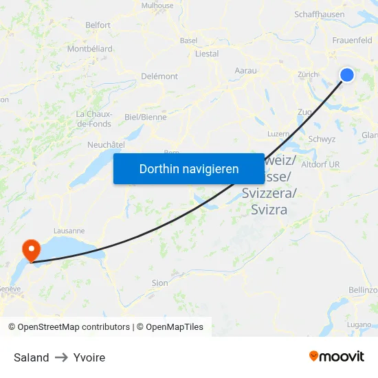Saland to Yvoire map