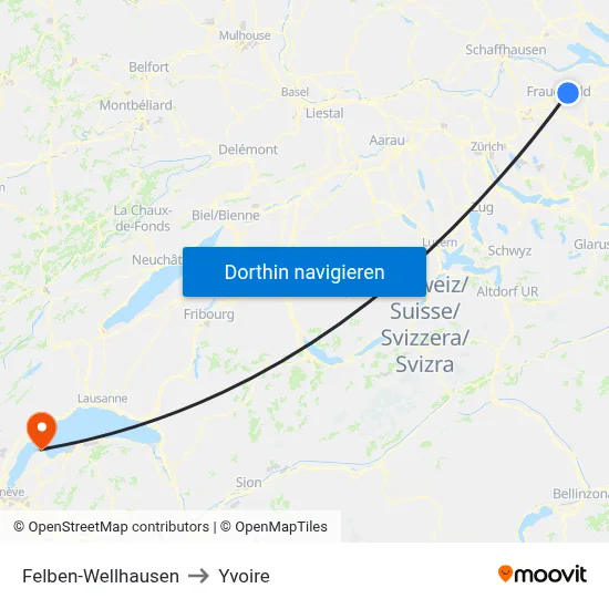 Felben-Wellhausen to Yvoire map