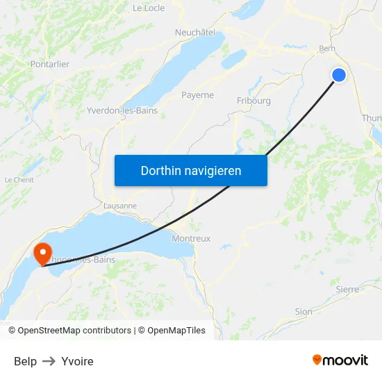 Belp to Yvoire map