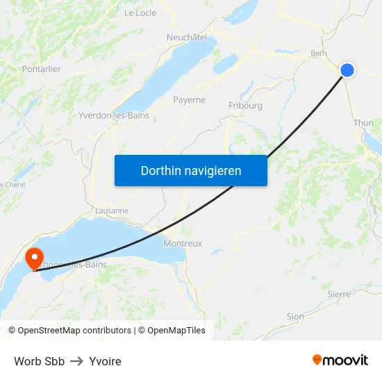 Worb Sbb to Yvoire map