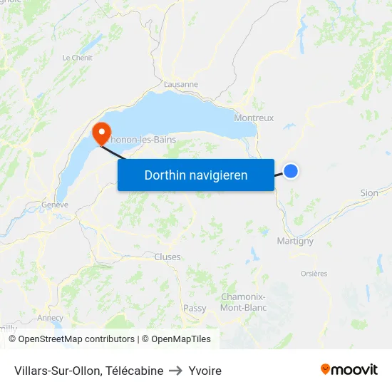 Villars-Sur-Ollon, Télécabine to Yvoire map