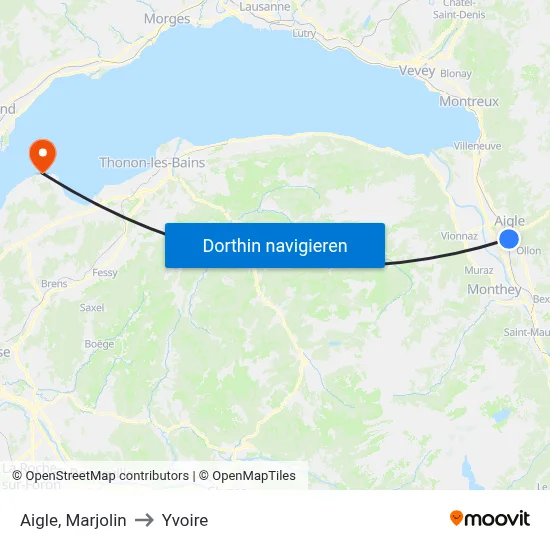 Aigle, Marjolin to Yvoire map