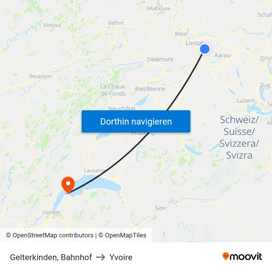 Gelterkinden, Bahnhof to Yvoire map