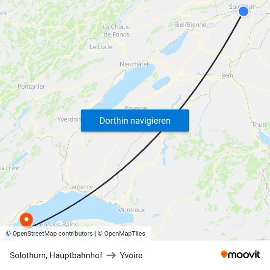 Solothurn, Hauptbahnhof to Yvoire map