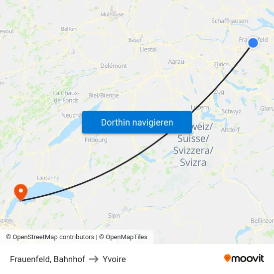 Frauenfeld, Bahnhof to Yvoire map