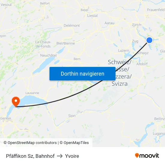 Pfäffikon Sz, Bahnhof to Yvoire map