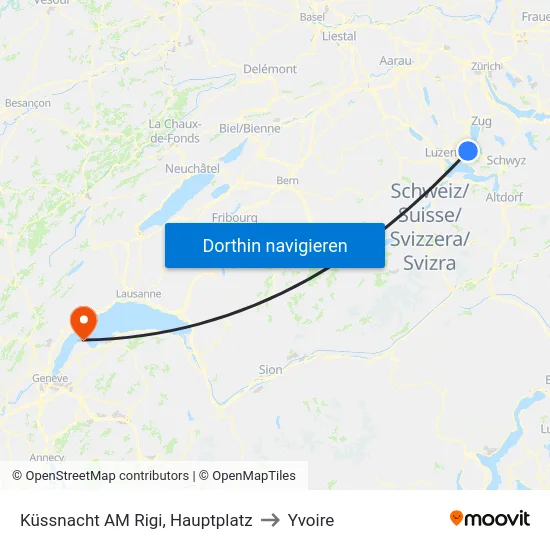 Küssnacht AM Rigi, Hauptplatz to Yvoire map